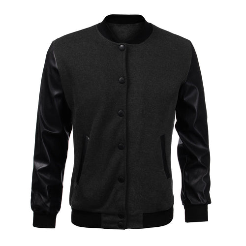 2018 Mens Autumn Fashion Slim Outwear Male Personalized Leather Stitching Casual Baseball Jacket Coat Bomber Windbreaker