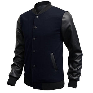 2018 Mens Autumn Fashion Slim Outwear Male Personalized Leather Stitching Casual Baseball Jacket Coat Bomber Windbreaker