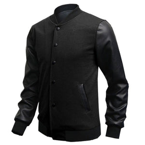 2018 Mens Autumn Fashion Slim Outwear Male Personalized Leather Stitching Casual Baseball Jacket Coat Bomber Windbreaker