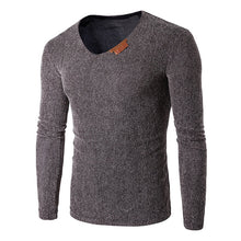 Load image into Gallery viewer, Oversize T-Shirt Men 2018 Spring Autumn Men Solid V Neck Long Sleeve Top Tees T Shirt Slim Male Pullover Plus Size XL-6XL Gray