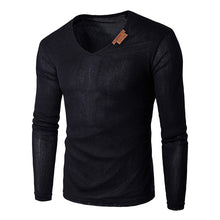Load image into Gallery viewer, Oversize T-Shirt Men 2018 Spring Autumn Men Solid V Neck Long Sleeve Top Tees T Shirt Slim Male Pullover Plus Size XL-6XL Gray