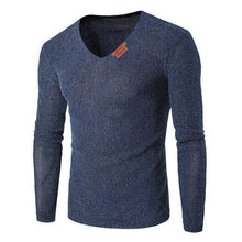 Load image into Gallery viewer, Oversize T-Shirt Men 2018 Spring Autumn Men Solid V Neck Long Sleeve Top Tees T Shirt Slim Male Pullover Plus Size XL-6XL Gray