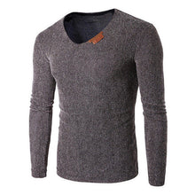 Load image into Gallery viewer, Oversize T-Shirt Men 2018 Spring Autumn Men Solid V Neck Long Sleeve Top Tees T Shirt Slim Male Pullover Plus Size XL-6XL Gray