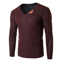 Load image into Gallery viewer, Oversize T-Shirt Men 2018 Spring Autumn Men Solid V Neck Long Sleeve Top Tees T Shirt Slim Male Pullover Plus Size XL-6XL Gray