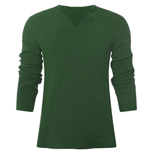 Men's Vintage White Long Sleeve T-Shirt 100% Cotton Thai Hiphop T Shirt Men V-Neck Summer Beach T-shirt Tee Tops For Man