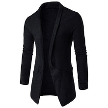 Load image into Gallery viewer, Classic Men Sweater Open Stitch Fashion Cardigan Autumn Winter Long Sleeve Lapel Neck Sweaters Cardigan Grey Outwear Men Clothes