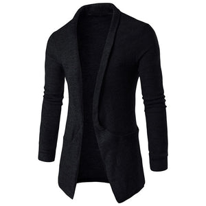 Classic Men Sweater Open Stitch Fashion Cardigan Autumn Winter Long Sleeve Lapel Neck Sweaters Cardigan Grey Outwear Men Clothes