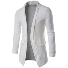 Load image into Gallery viewer, Classic Men Sweater Open Stitch Fashion Cardigan Autumn Winter Long Sleeve Lapel Neck Sweaters Cardigan Grey Outwear Men Clothes