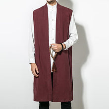 Load image into Gallery viewer, INCERUN Autumn Retro Men Cardigan Sleeveless Cotton Vest Long Jacket Trench Overcoat Robe Coat 5XL Hombre Men Clothes Outwear
