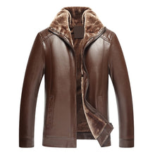 Load image into Gallery viewer, Classic Mens Coats Jackets PU Leather Fleece Thick Zipper Slim Fit Outwear Male Coats Fashion Warm Winter Overcoats Jaqueta NEW