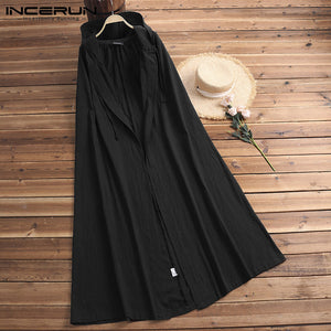 INCERUN Hiphop Mens Cloak Trench Long Coats Jacket Outwear Punk Style Black Vintage Cape Male Man Clothing Windbreaker Hombre