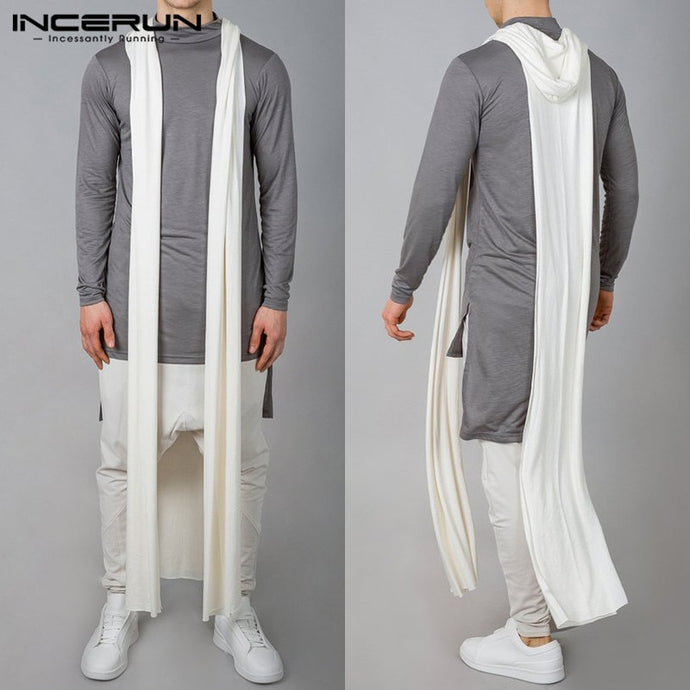 Stylish Long Trench Cardigan Outwear Gothic Mens Long Jackets Thin Coat Sleeveless Streetwear Male Cloak Abrigo Hombre Overcoat