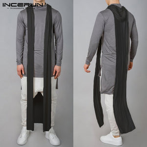 Stylish Long Trench Cardigan Outwear Gothic Mens Long Jackets Thin Coat Sleeveless Streetwear Male Cloak Abrigo Hombre Overcoat